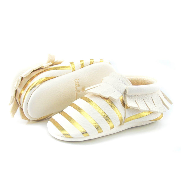 Milk Gold Stripes - LIMITED EDITION, Moccasins - Little Lambo